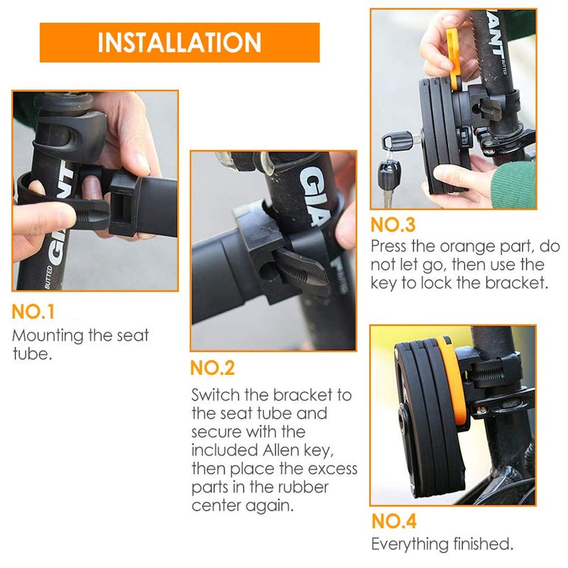WOTOW Folding Bike Lock, Heavy Duty Steel Foldable Bike Chain Lock with Mounting Bracket, 35â€ Unfolding Anti Theft Bicycle Lock with 3 Key for Mountain Road City Bikes Scooter Motorcycle - Image 5